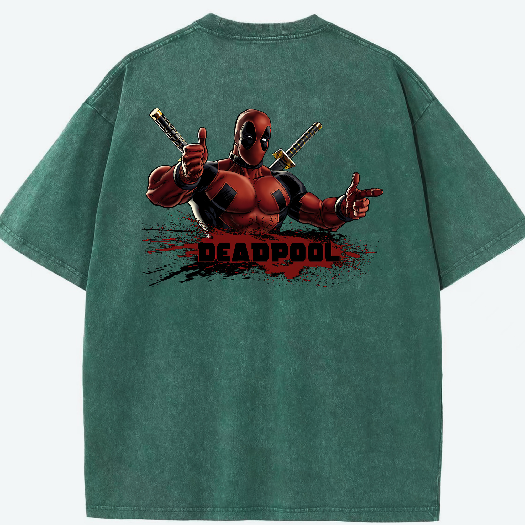（画像用） Deadpool デッドプール 綿100% ヴィンテージ風 半袖Tシャツ（背面プリント）